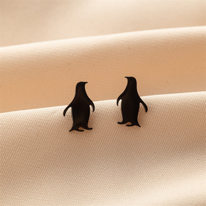 Penguin Stainless Steel Stud Earrings - Cute and Playful Animal Jewelry