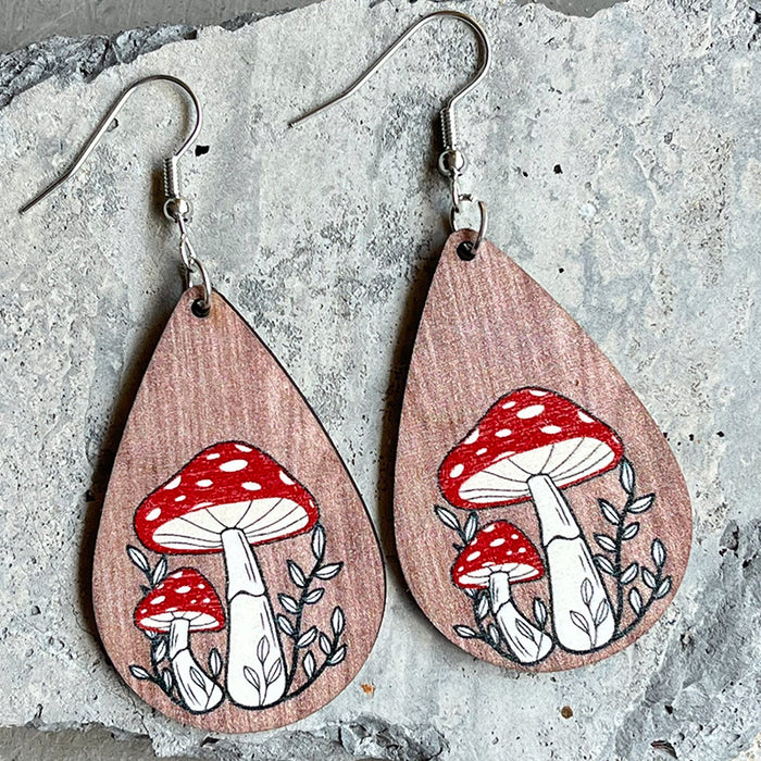 Wooden mushroom earrings