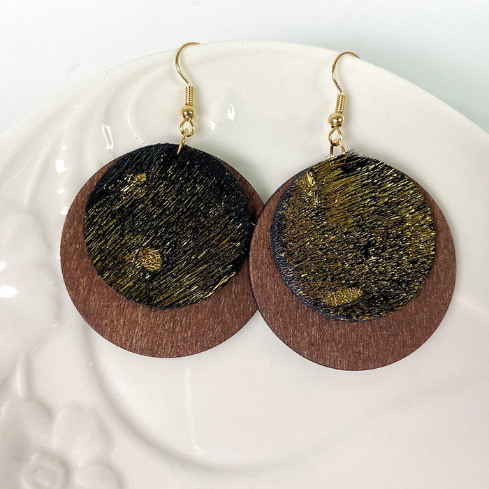 Wooden leopard print earrings