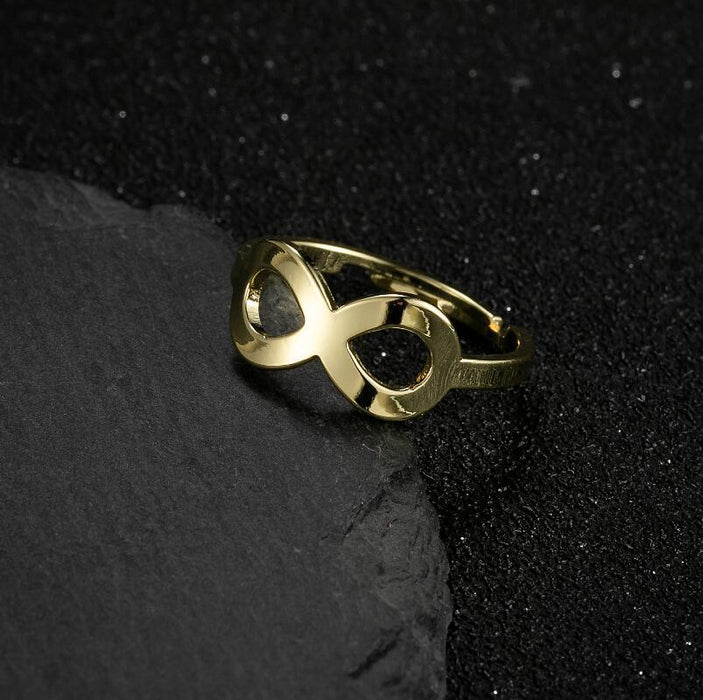 Vintage stainless steel ring, hollow eight-character pattern ring wholesale