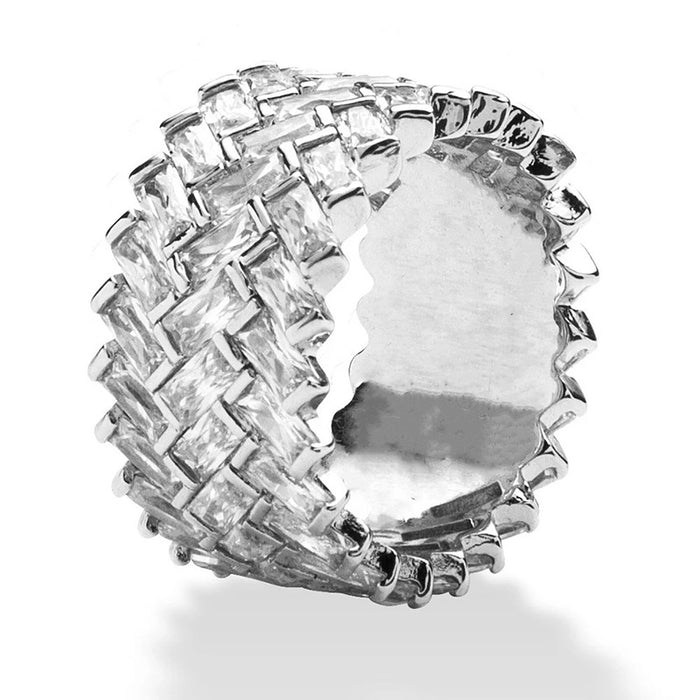 Half-circle diamond T square zircon ring copper plated jewelry