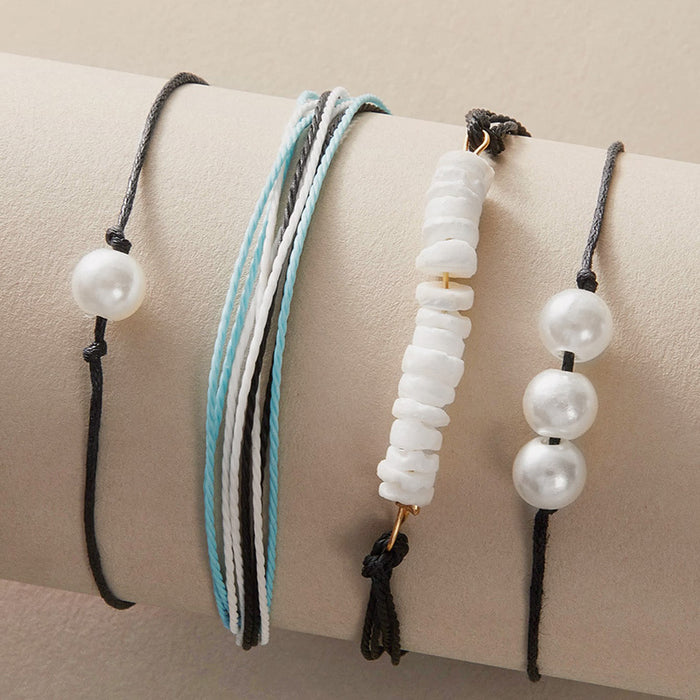 Bohemian Shell Pearl Bracelet Set - Four-Piece Beaded Collection