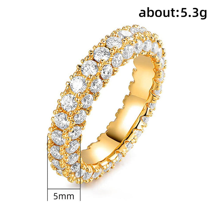 Zircon couple ring with diamonds on three sides hip-hop personality ring