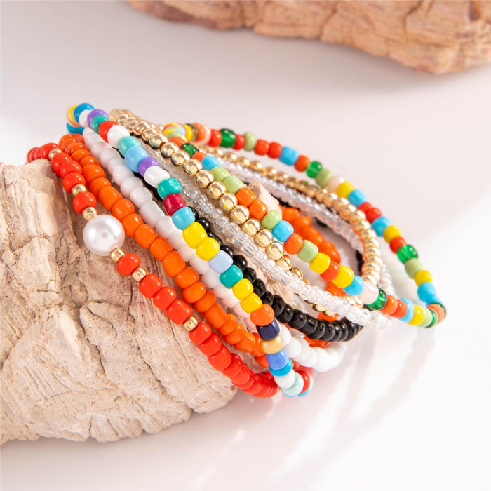 Bohemian Tassel Beaded Anklet Set - Colorful String Foot Jewelry