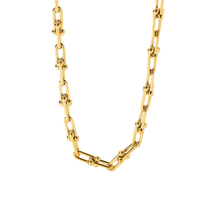 18K Gold-Plated Stainless Steel Handmade Geometric Necklace - Women's Fashion Jewelry