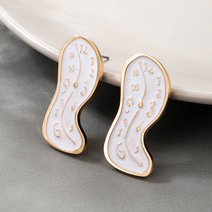 White peanut oil drop earrings geometric irregular earrings