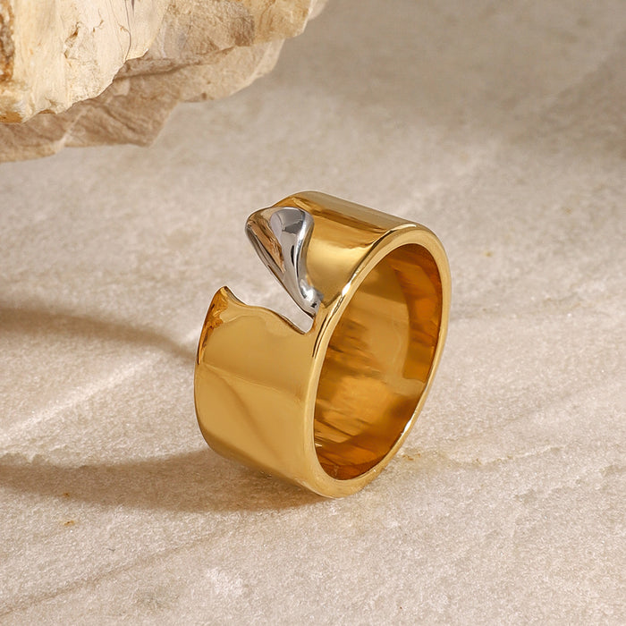 Stainless steel metal color-block ring