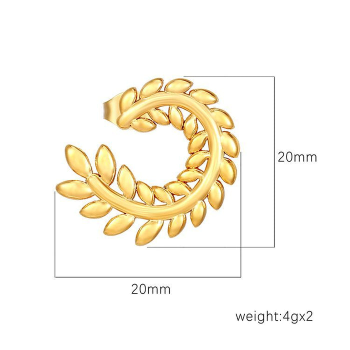 Wheat ear earrings retro trend titanium steel gold-plated women's niche design