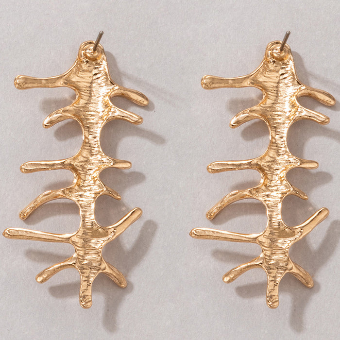 Personality exaggerated golden coral earrings geometric irregular earrings