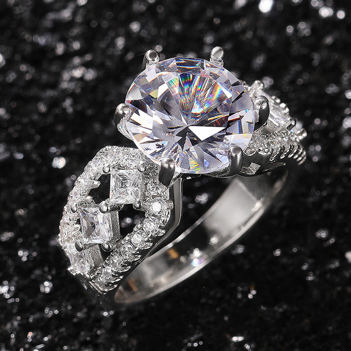 Luxury High Quality Zirconia Women's Ring Hollow Square Diamond Engagement Ring