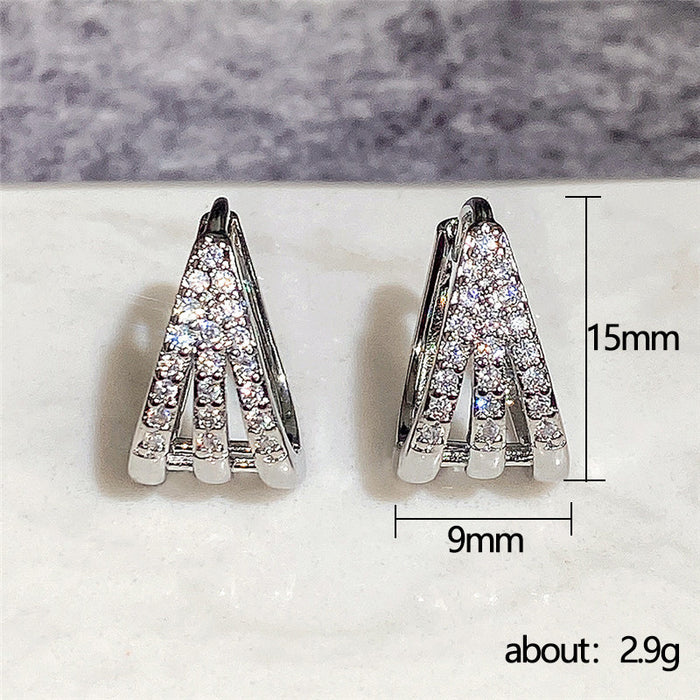 Geometric zircon earrings full of diamonds wholesale