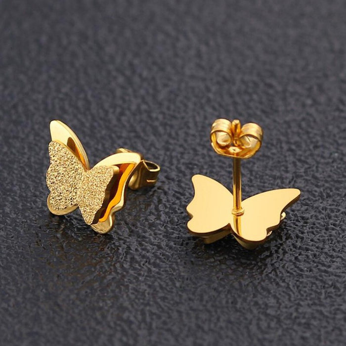 Butterfly Hollow Stainless Steel Stud Earrings - Elegant and Luxurious Jewelry