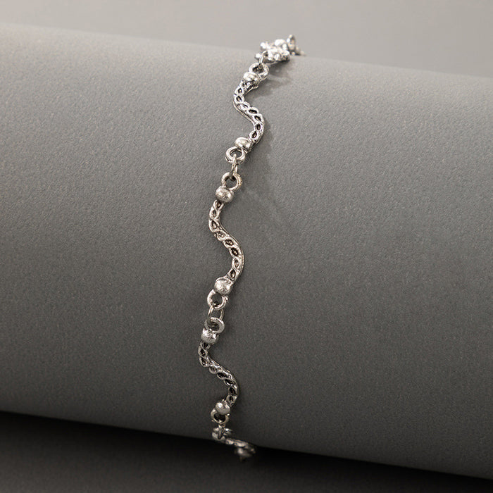 Wave Crystal Bracelet - Silver Lock Cold Wind Diamond Snake Single Layer Bracelet