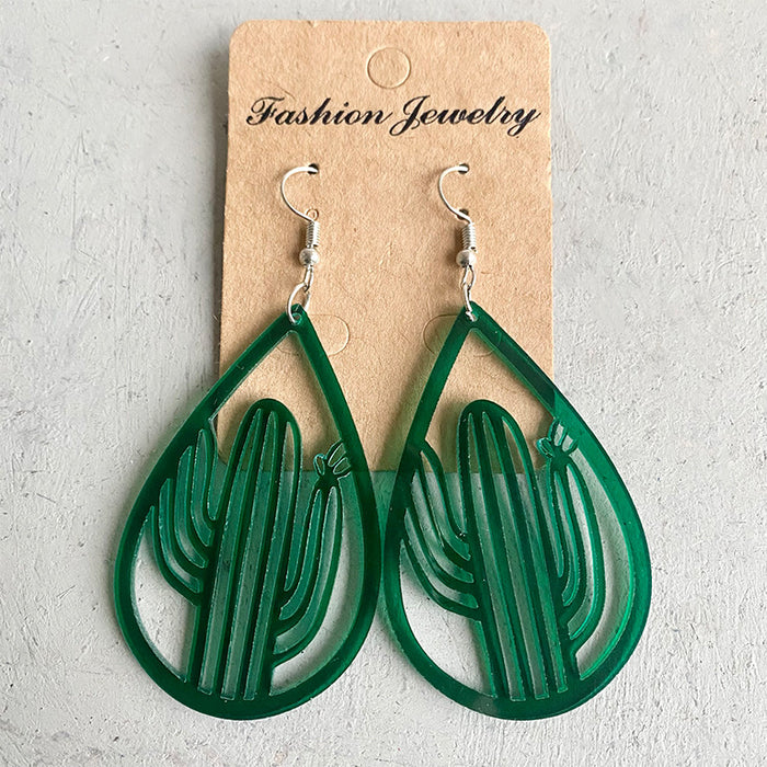 Green Sunflower Acrylic Earrings