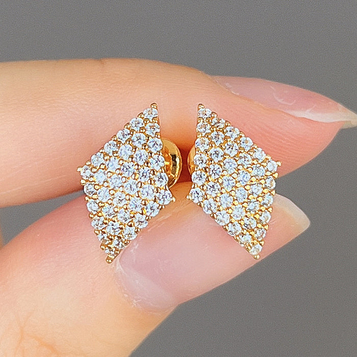 Pendientes en forma de diamante con diamantes completos y pendientes adelgazantes de circonitas