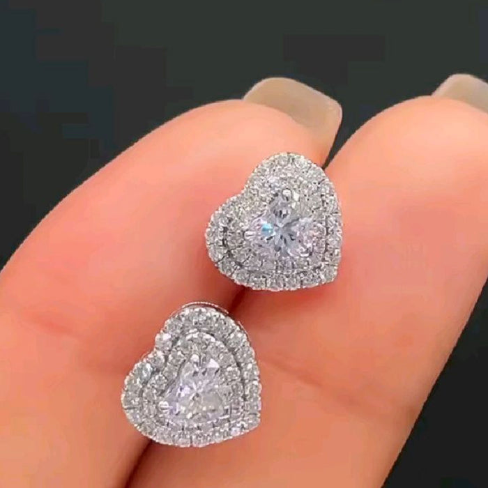 Pendientes de circonitas y diamantes en forma de corazón