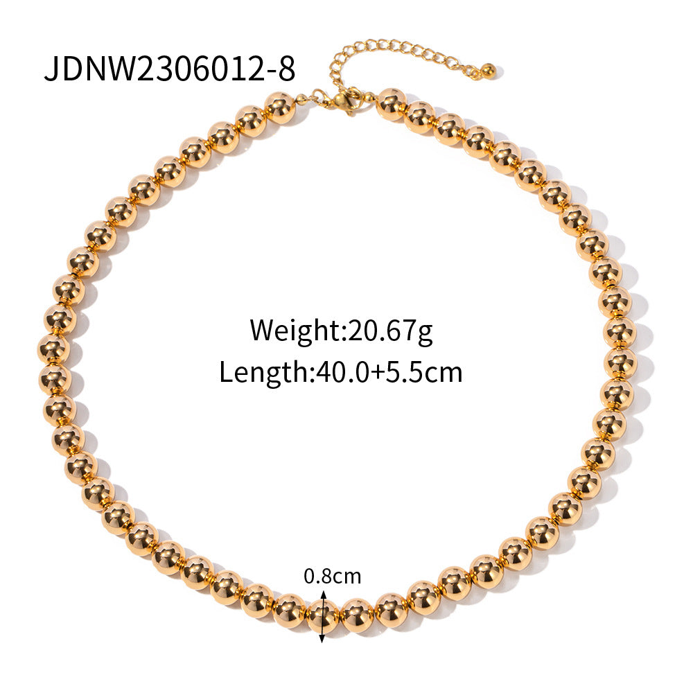 Trendy Elastic Necklace - 18K Gold-Plated Copper Bead and Leather Necklace, Non-Fading Design