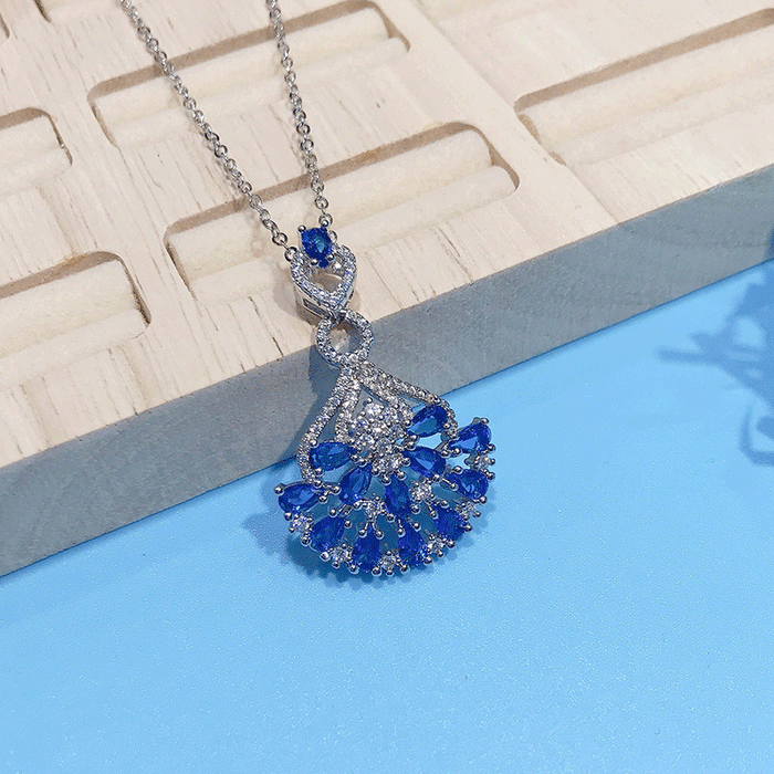 Heavy-duty full diamond sapphire mini skirt women's necklace