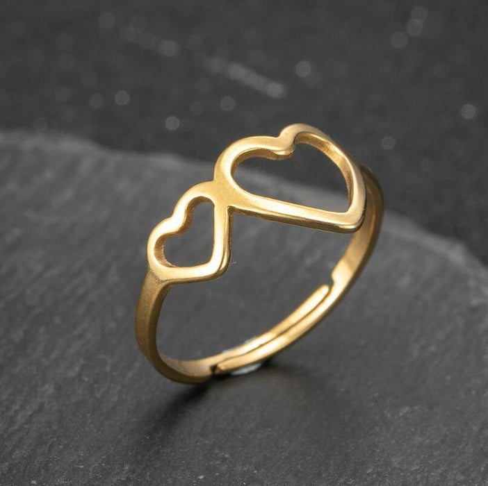 Vintage double heart rings, wholesale of 18K gold-plated open love rings