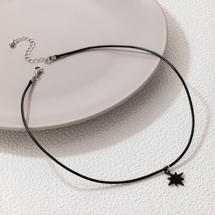 Black Star Pendant Choker Necklace - Stylish Minimalist Star Chain for Women