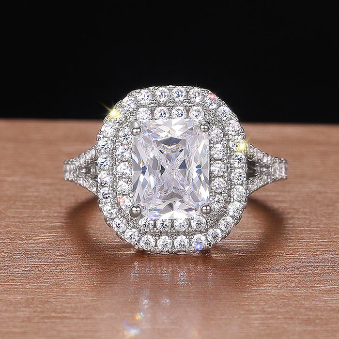 Classic light luxury square princess ring, engagement ring