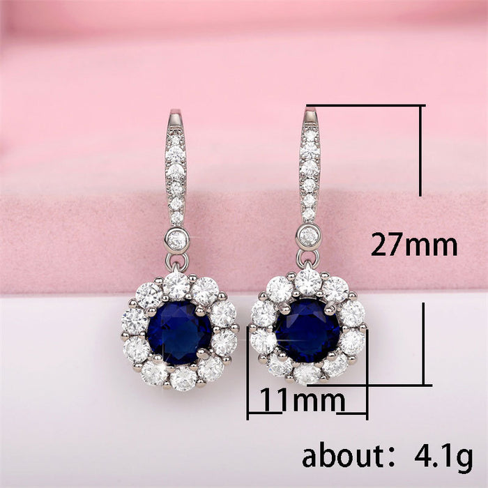 Beautiful royal blue zircon earrings anniversary gift