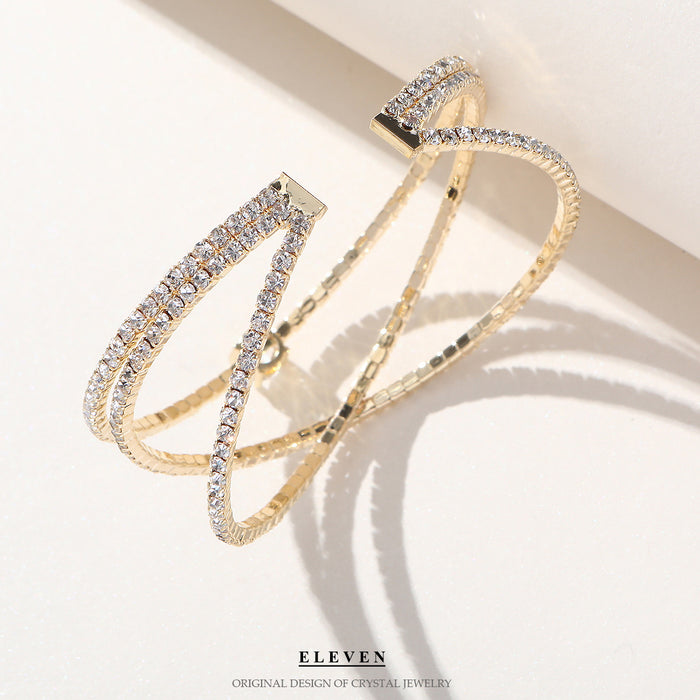 Pulsera minimalista de diamantes de doble capa: elegante brazalete de circonitas para una apariencia lujosa