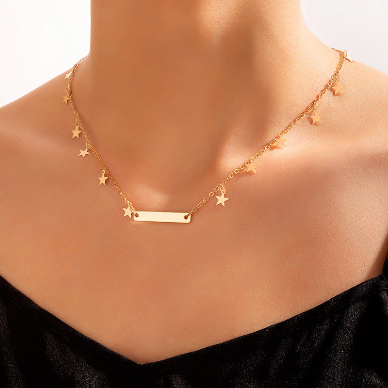 Geometric Chain Necklace - Minimalist Hip-Hop Style with Simple Line Design