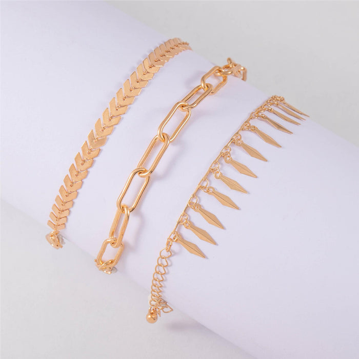 Creative Geometric Tassel Plane Chain Multi-Layer Bracelet Set - Unique Metal Chain Jewelry