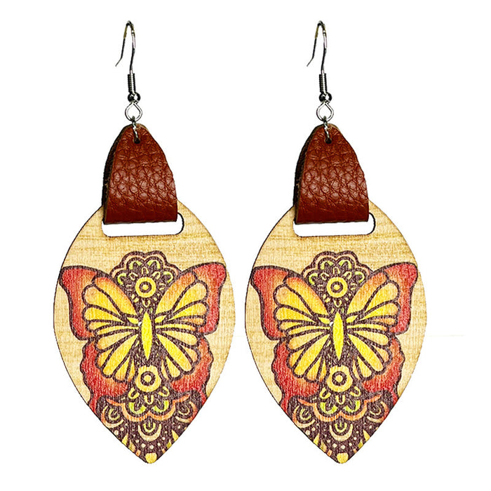 Wooden sunflower earrings