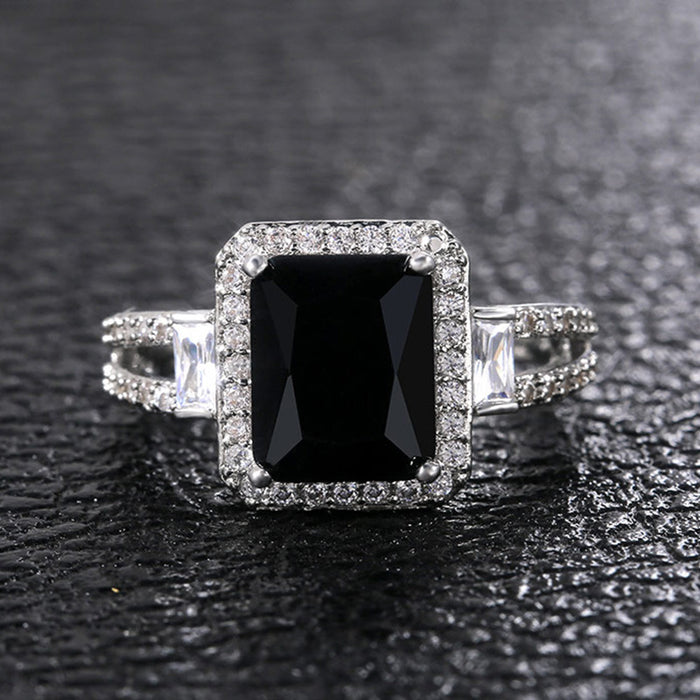 Black zircon ring for men