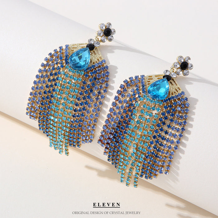 Luxury Sparkling Tassel Earrings - Elegant Chain Dangles for a Chic Look