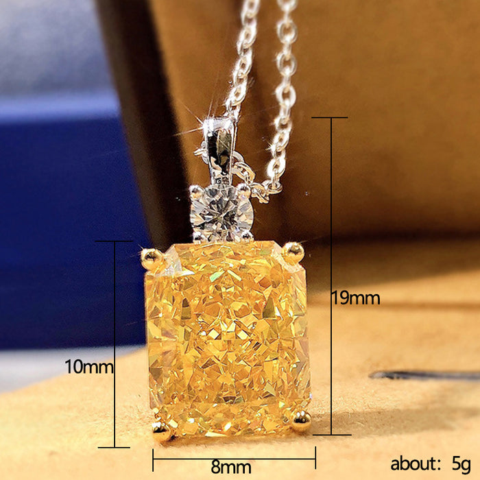 Yellow diamond ice flower cut women's necklace jewelry