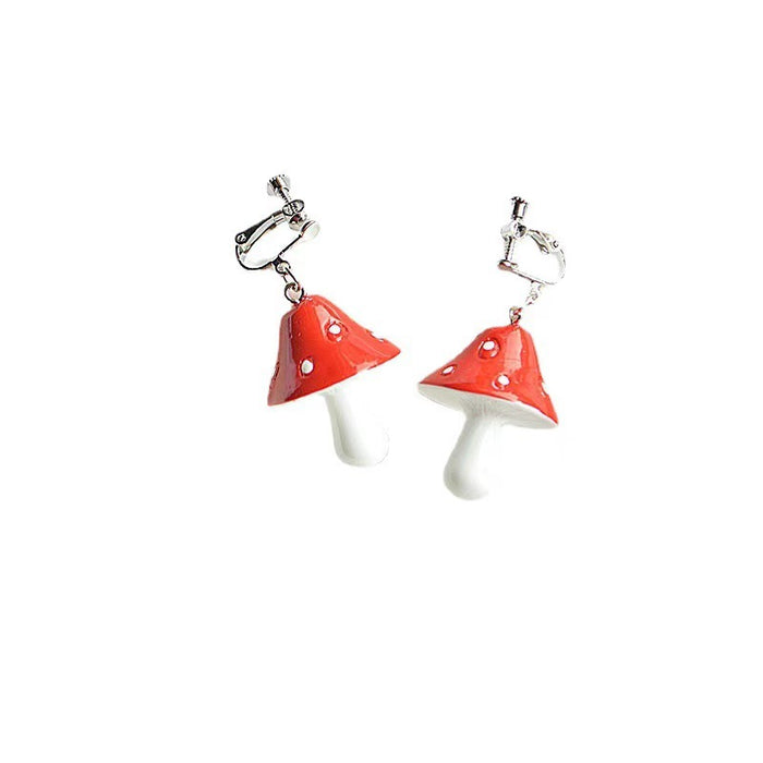 Mushroom earrings simulated three-dimensional polka dot design sweet personality earrings