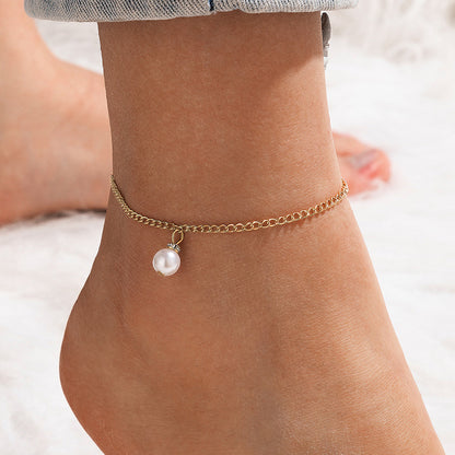 Minimalist Ins-Style Pearl Anklet with Trendy Ins-Style Pearl Anklet for Women