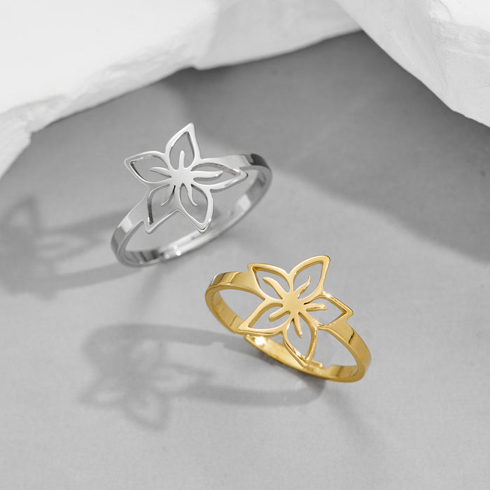 Forest plum blossom ring, Korean stainless steel flower open ring wholesale