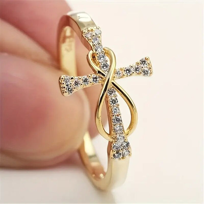 Cross zircon ring simple classic design ring fashionable personality female ring