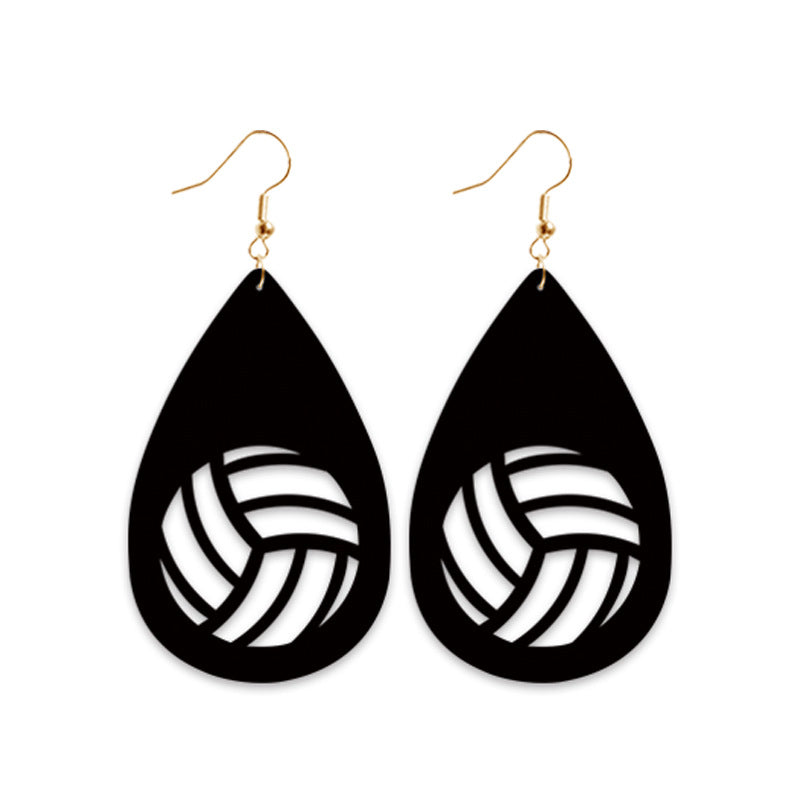 Black Velvet Sports Earrings with Football, Volleyball, and Tennis Designs