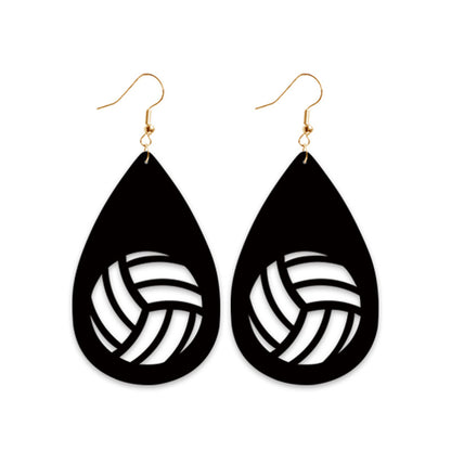 Black Velvet Sports Earrings with Football, Volleyball, and Tennis Designs