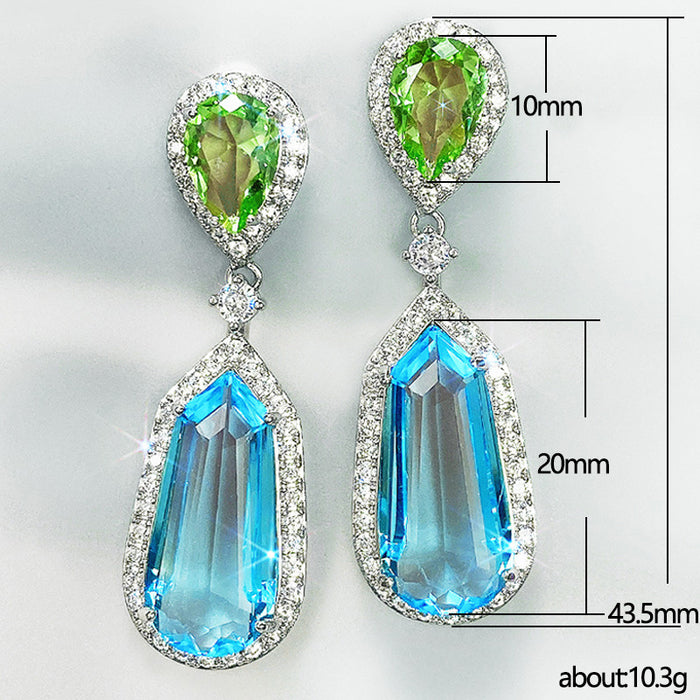 Aquamarine Zirconia Wedding Earrings