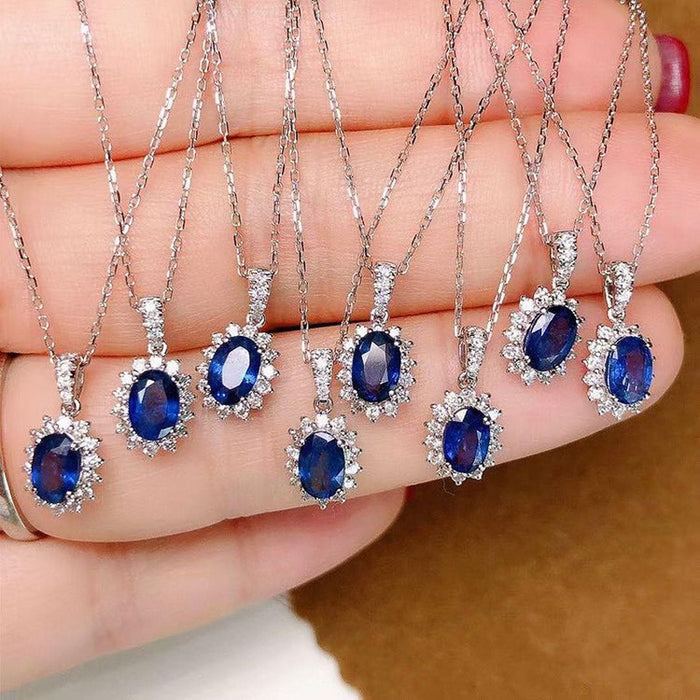 Vintage royal blue zircon pendant wedding anniversary gift