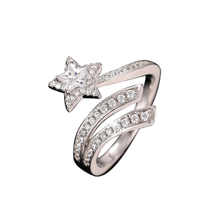 Pentagram cut double wrapped engagement ring
