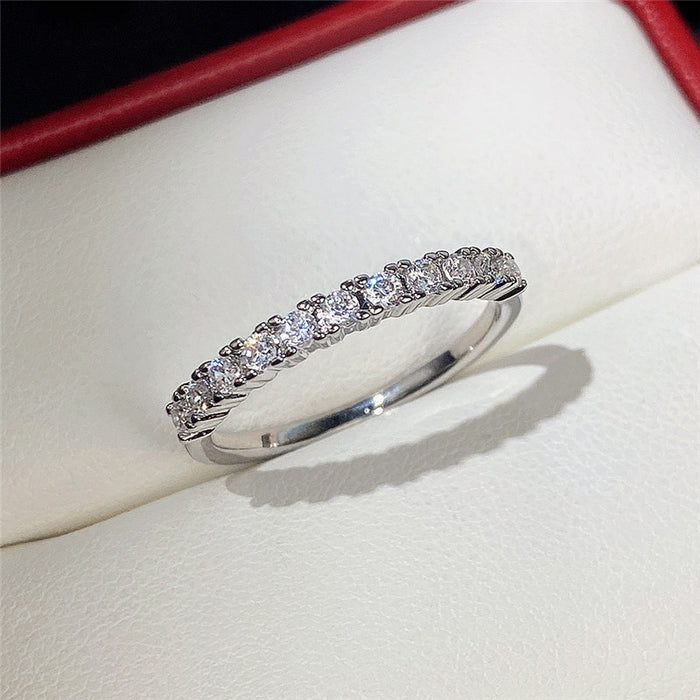 Light luxury full-studded zircon platinum female ring