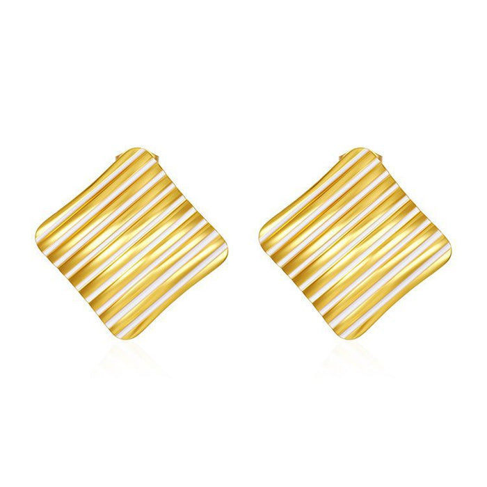 Internet celebrity love earrings, 18K gold square stripe earrings wholesale