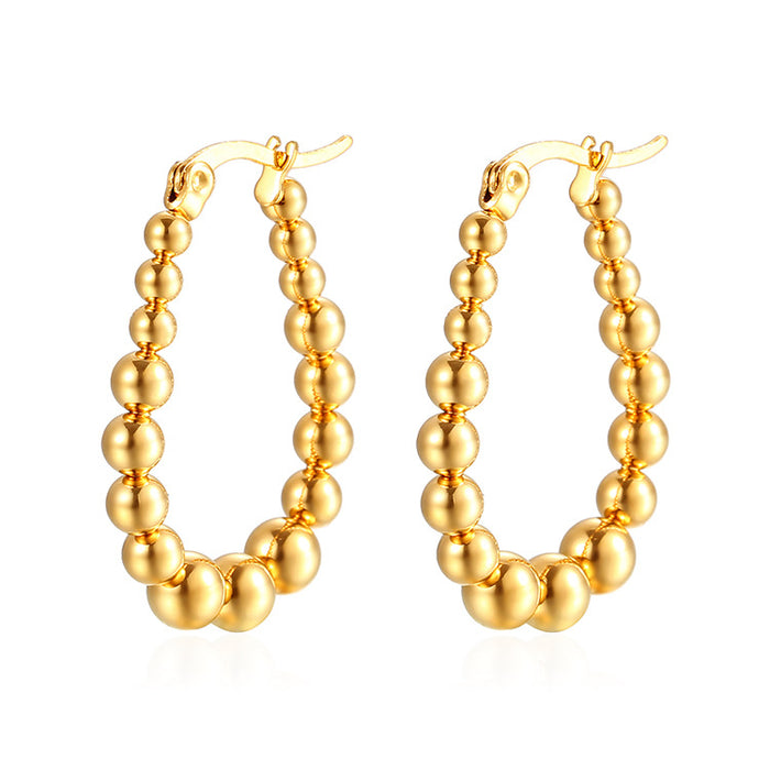 Geometric welding bead earrings high-grade 18K plated earrings