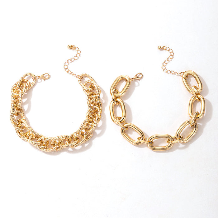 Geometric Chunky Chain Bracelet Set - Two-Piece Collection