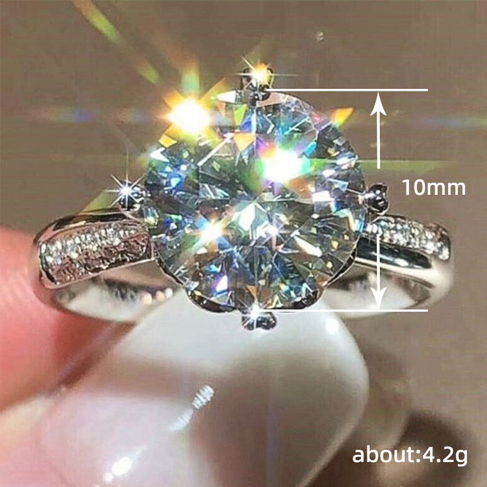 Crown zircon ring classic round bag luxury engagement women's ring