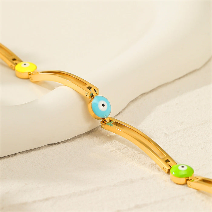 Gold Plated Stainless Steel Eye Bracelet （Minimo de compra 2） - wallojewerly 