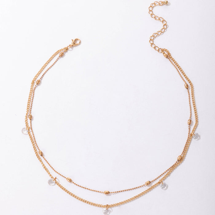 Collar geométrico multicapa para mujer: joyería minimalista con colgante circular