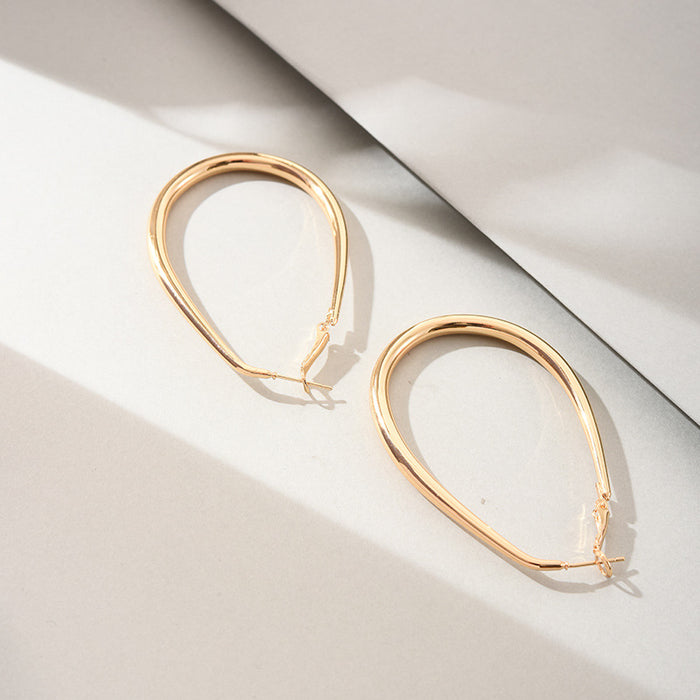 Plain hoop earrings twisted exaggerated earrings